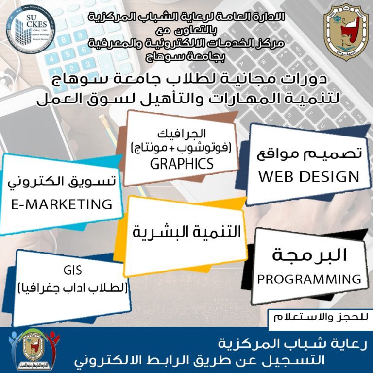 جامعة سوهاج تنظم دورات تدريبية لتنمية المهارات وتأهيل الطلاب لسوق العمل.