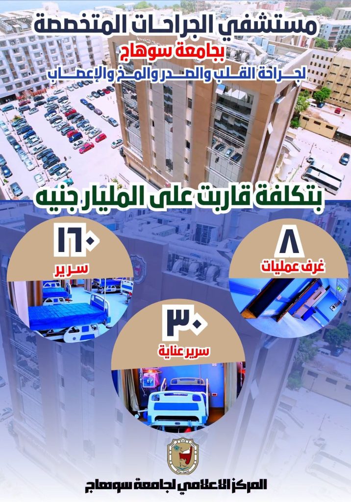 الدكتور حسان النعماني رئيس جامعة سوهاج يصرح : مستشفي الجراحات المتخصصة بجامعة سوهاج لإجراء الجراحات الكبرى والدقيقة